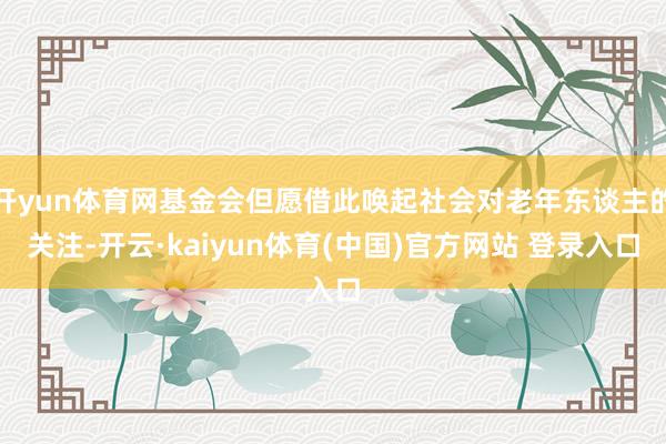 开yun体育网基金会但愿借此唤起社会对老年东谈主的关注-开云·kaiyun体育(中国)官方网站 登录入口