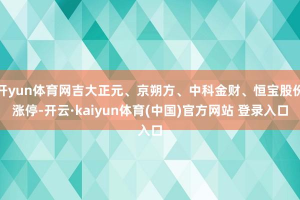 开yun体育网吉大正元、京朔方、中科金财、恒宝股份涨停-开云·kaiyun体育(中国)官方网站 登录入口